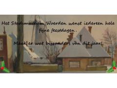 Schilderij 'Het rode dorp in de winter' Hendrik van Kempen, 1939